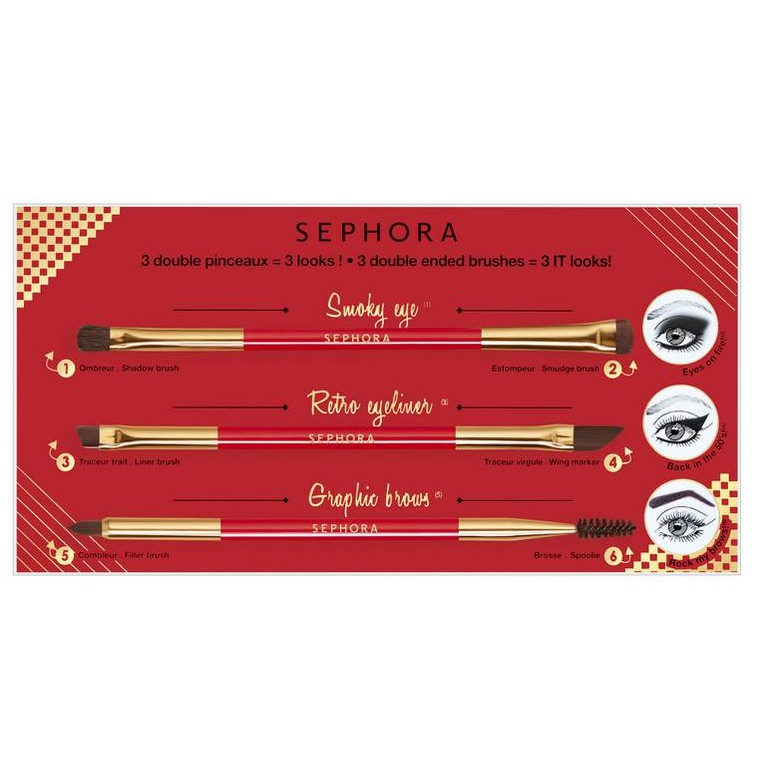 Bộ cọ trang điểm cho vùng mắt SEPHORA 3 DOUBLE PINCEAUX SET